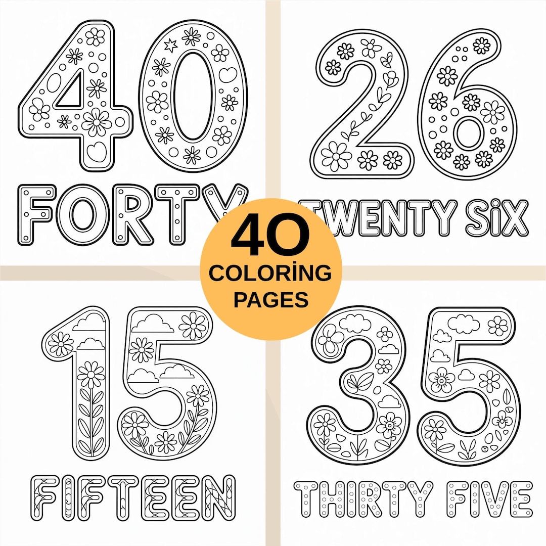 Number Coloring Pages 1–40 Printable for Kids, Educational Numbers With ...