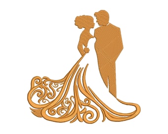 Wedding Couple Embroidery Design – Bride & Groom Machine Embroidery File Instant Download