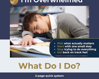 Overwhelm Cheat Sheet for Students – ADHD Study Support, Prioritize (PDF)