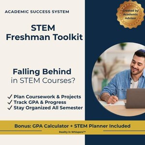 Boîte à outils académique pour étudiants de première année en STIM | Calculatrice GPA, guide d'étude, agenda (téléchargement numérique)