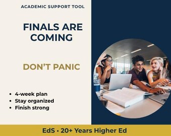 4-Week College Finals Study Planner | Exam Organization Guide (Digital Download)