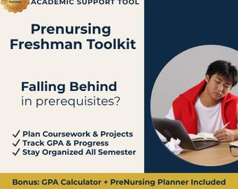Pre-Nursing Freshman Academic Toolkit | GPA Calculator, Study Guide, Planner (Digital Download)