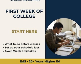 College First Week Checklist | What to Do Before Classes Start | Freshman Survival Guide | Move-In, Classes, Setup | College Planner PDF