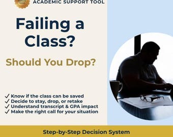 Failing Class Decision Guide | Stay or Drop System, GPA W WF Explained (Digital Product)