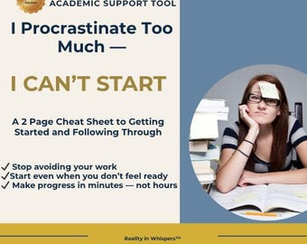 Procrastination Cheat Sheet for Students | Stop Procrastinating | Study Help | Academic Motivation | ADHD Study Support