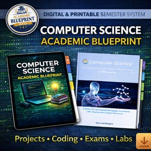 Computer Science Academic Blueprint | CS Study System, Semester Planner, Coding Organizer, iPad Digital Planner, Printable College Guide