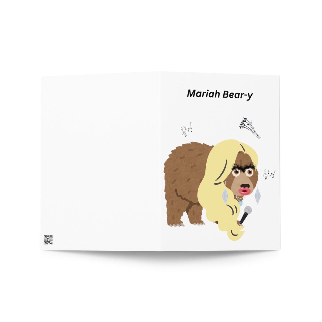 Humorous Be Inspired Funny Mariah Carey Inspired Greeting Card - Mariah Beary - Humorous ...