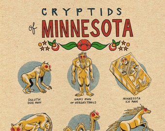 Famous Cryptids of Minnesota 11 x 14 Print