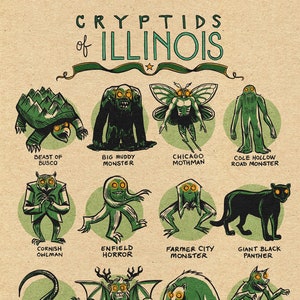 Famous Cryptids of Illinois Print