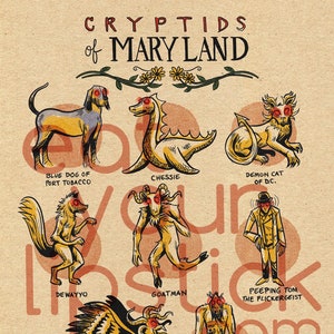 Famous Cryptids of Maryland 11 x 14 Print