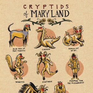 Famous Cryptids of Maryland 5 x 7 Print
