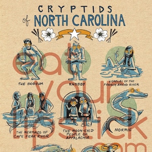 Famous Cryptids of North Carolina Print