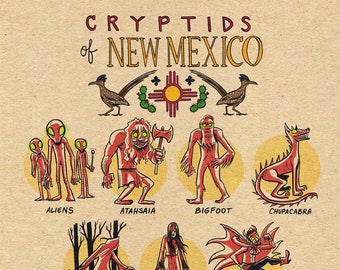 Famous Cryptids of New Mexico 5 x 7 Print