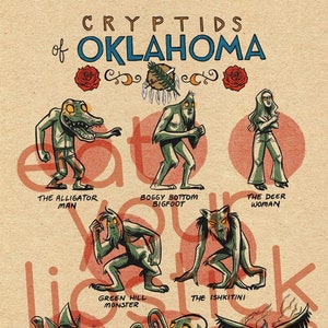 Famous Cryptids of Oklahoma 8 x 10 Print