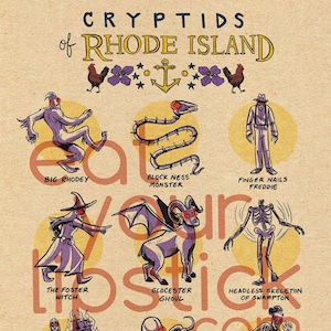 ロードアイランドの有名な未確認生物のプリント