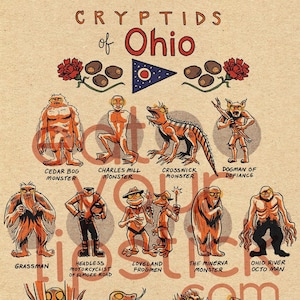 Famous Cryptids of Ohio Print