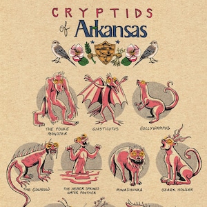 アーカンソー州の有名な未確認生物のプリント