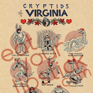 Famous Cryptids of Virginia 11 x 14 Print