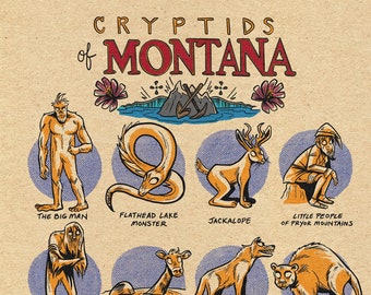 Famous Cryptids of Montana 5 x 7 Print