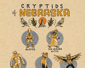 Famous Cryptids of Nebraska 5 x 7 Print