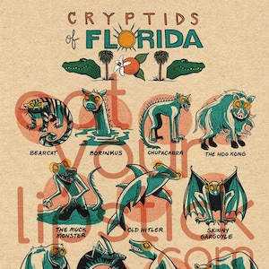 フロリダの有名な未確認生物 5 x 7インチ プリント