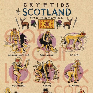 Famous Cryptids of Scotland - The Highlands Print