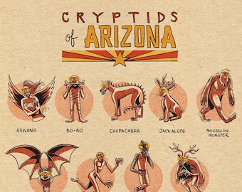 Famous Cryptids of Arizona 5 x 7 Print