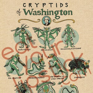 Famous Cryptids of Washington Print