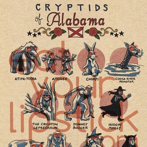 アラバマの有名な未確認生物のプリント