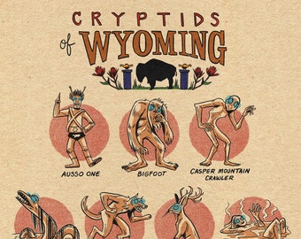 Famous Cryptids of Wyoming 5 x 7 Print