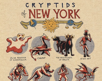 Famous Cryptids of New York 5 x 7 Print