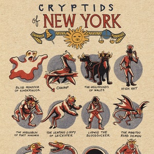 Famous Cryptids of New York Print