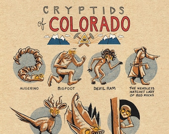 Famous Cryptids of Colorado 5" x 7" Print