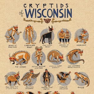 Famous Cryptids of Wisconsin 11 x 14 Print