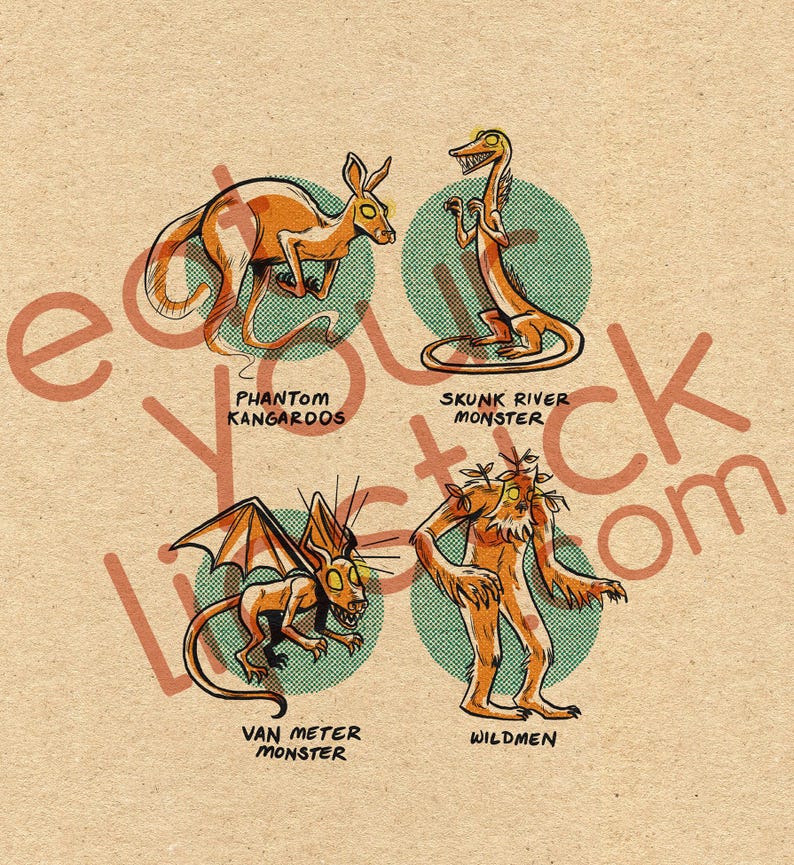 Famous Cryptids of Iowa 8 X 10 Print - Etsy