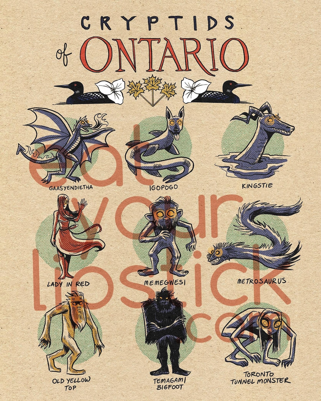 Famous Cryptids of Ontario Print - 5" X 7" - Etsy