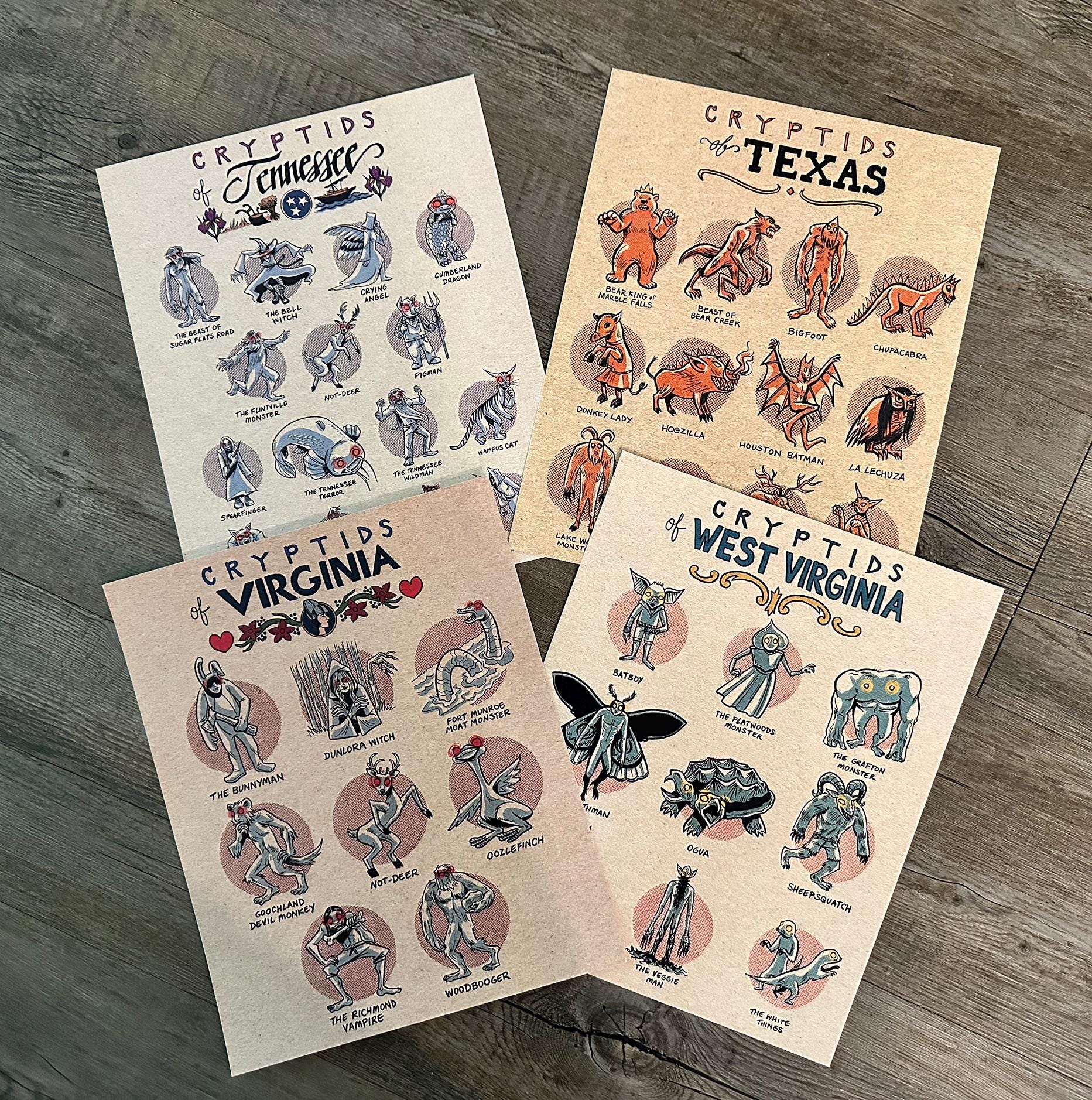 Cryptids of the Southern United States - Collection of 16 5x7 Prints ...