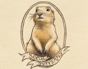 Animal Art Print // Social Butterfly Prairie Dog