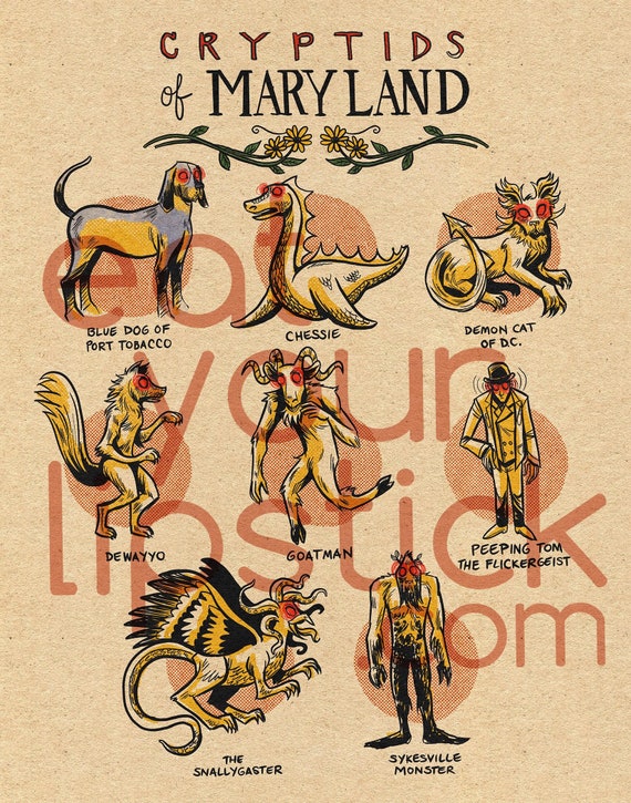 Famous Cryptids of Maryland 11 X 14 Print - Etsy Australia