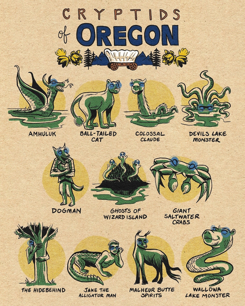 Famous Cryptids of Oregon 11 X 14 Print - Etsy