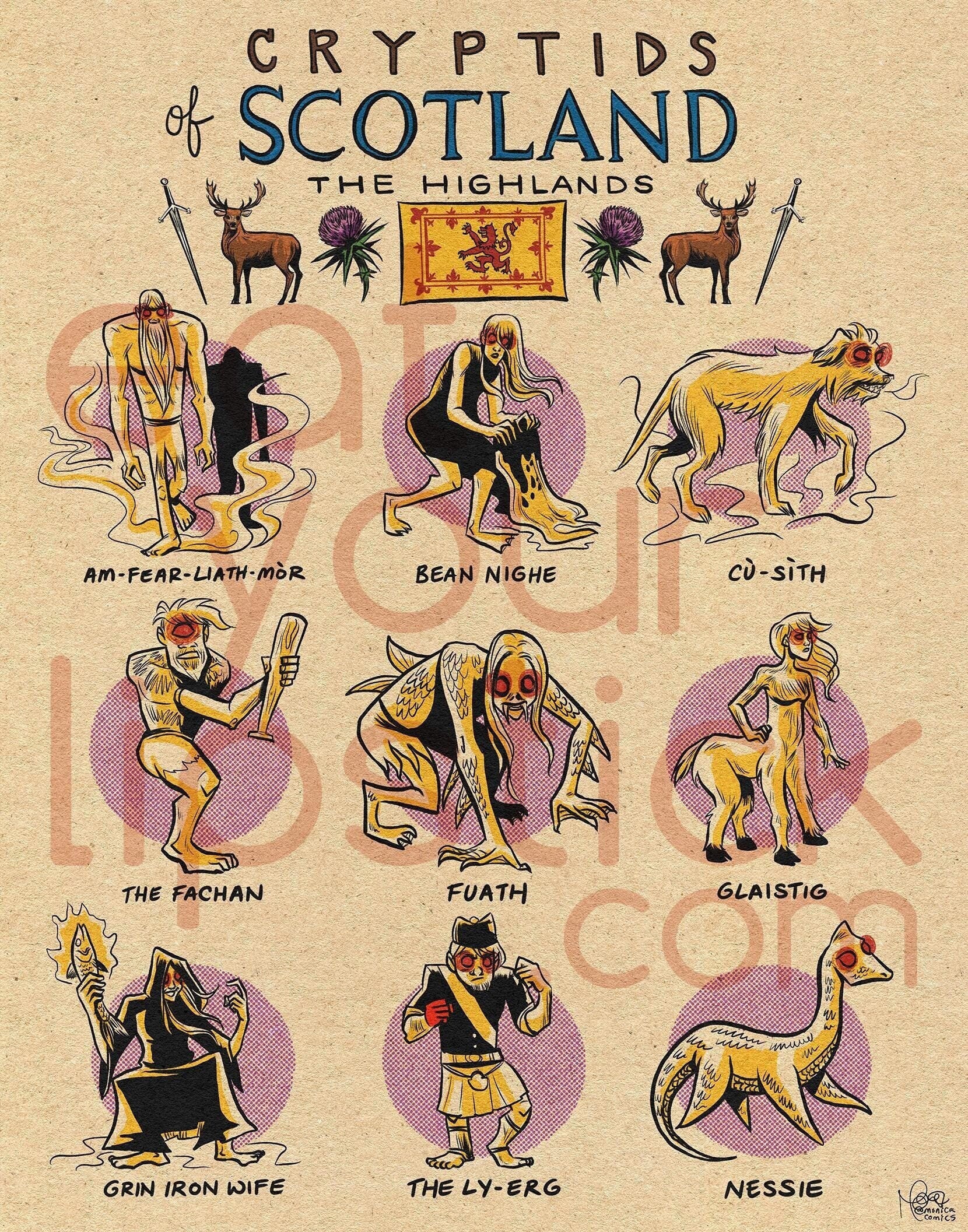 Famous Cryptids of Scotland - the Highlands 11 X 14 Print - Etsy