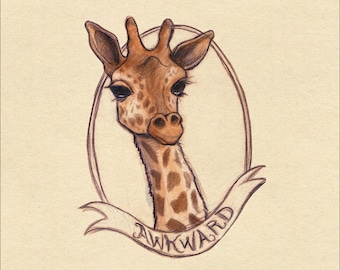 Animal Art Print // Awkward Giraffe