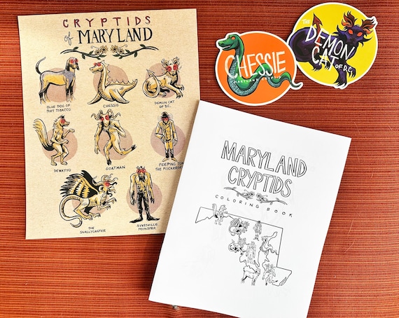 Cryptids of Maryland GIFT SET: Coloring Book, 8 X 10 Print and 2