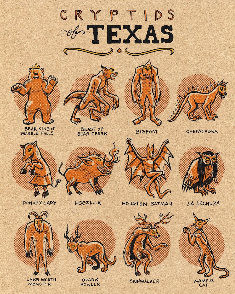 Cryptids of Texas GIFT SET: Info Booklet & 8 X 10 Print - Etsy
