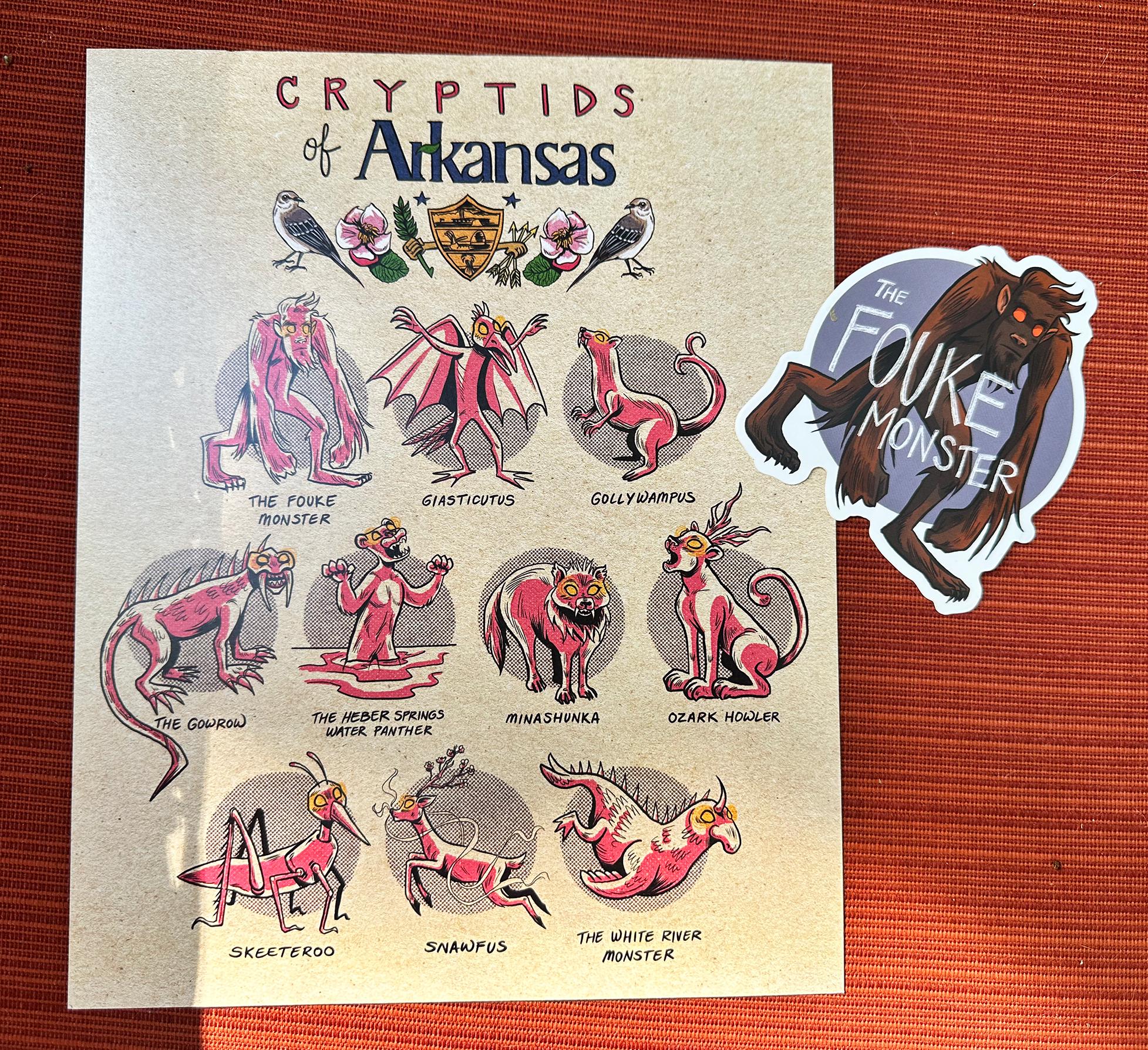 Cryptids of Arkansas GIFT SET: 8 X 10 Print & Fouke Monster