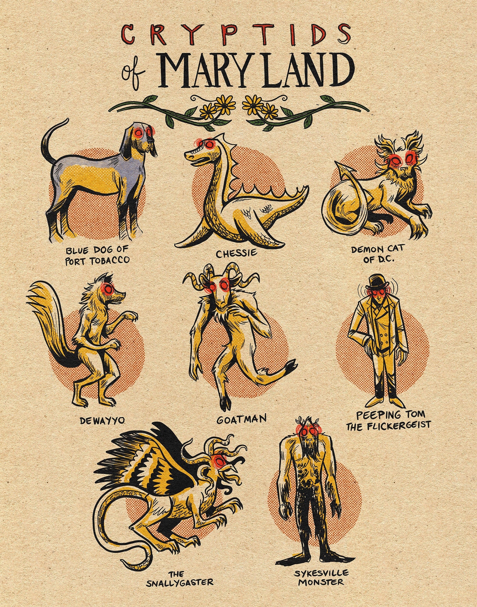 famous-cryptids-of-maryland-print-etsy