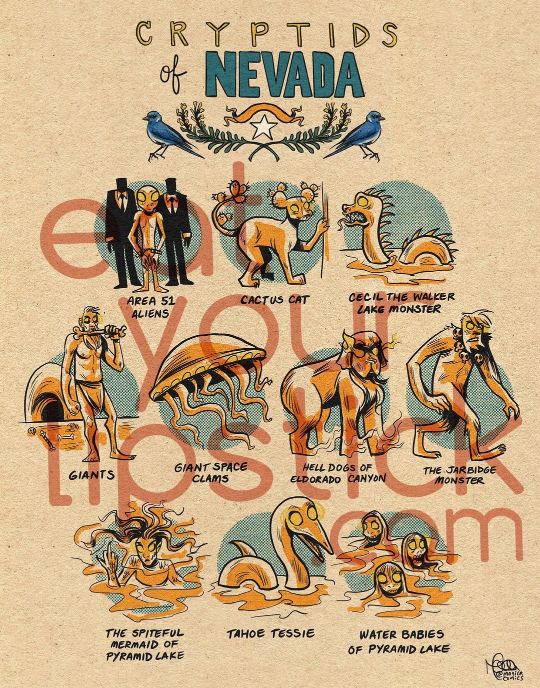 Famous Cryptids of Nevada Print - Etsy Australia
