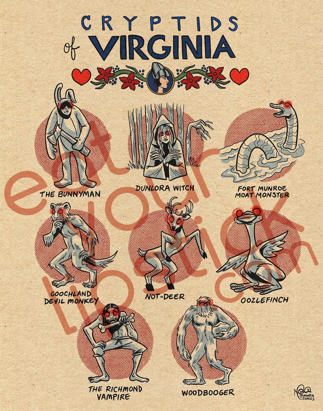 Famous Cryptids of Virginia 11 X 14 Print - Etsy