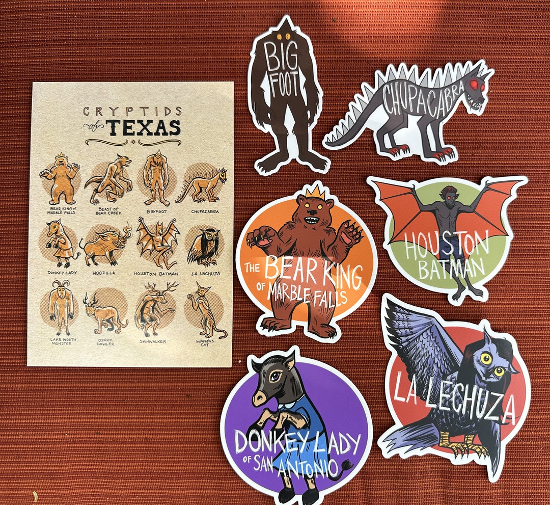 Texas Cryptids Print & Sticker Pack Etsy