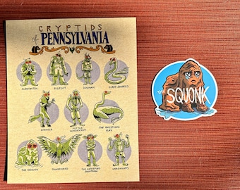 Cryptids of Pennsylvania GIFT SET: 8 x 10 Print & Squonk Sticker